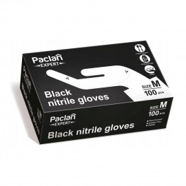 Nitril vizsgáló kesztyű - fekete M 100db (púdermentes) - Paclan Expert Black Nitrile Gloves