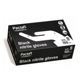 Nitril vizsgáló kesztyű - fekete S 100db (púdermentes) - Paclan Expert Black Nitrile Gloves